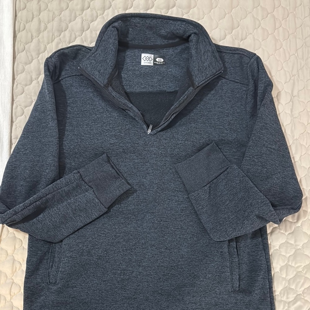 Gray Zip Up Sweater with Textured Fabric and Relaxed Fit